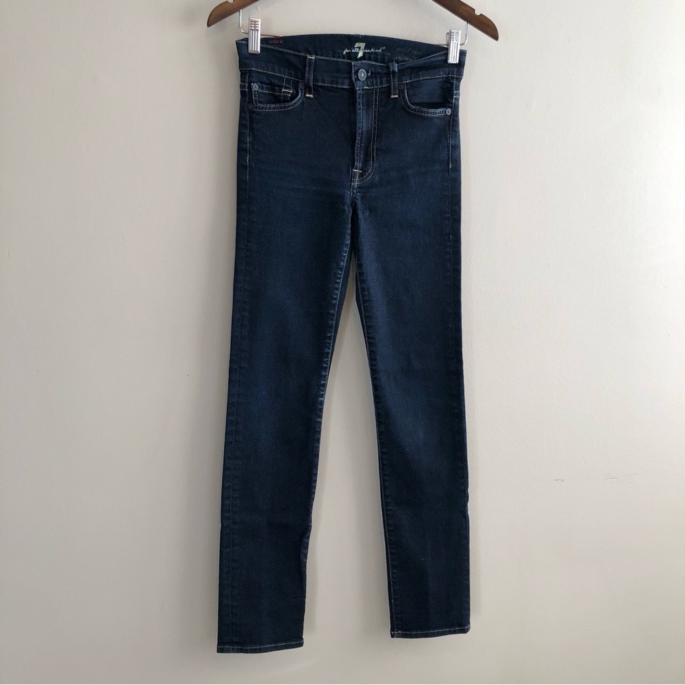 7 For All Mankind Mid Rise Waist Roxanne Skinny Fit Denim Jeans Pants Blue